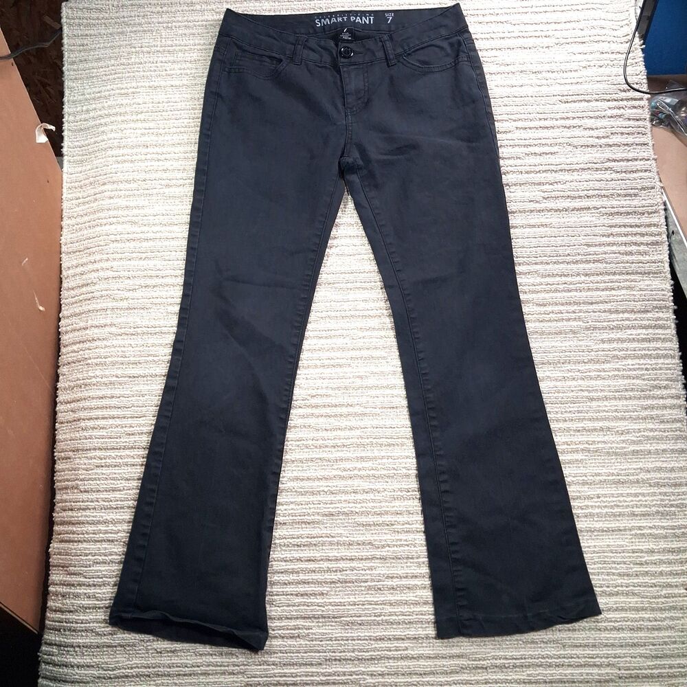 celebrity pink juniors size 7 smart pant black bootcut pants stretch twill flare
